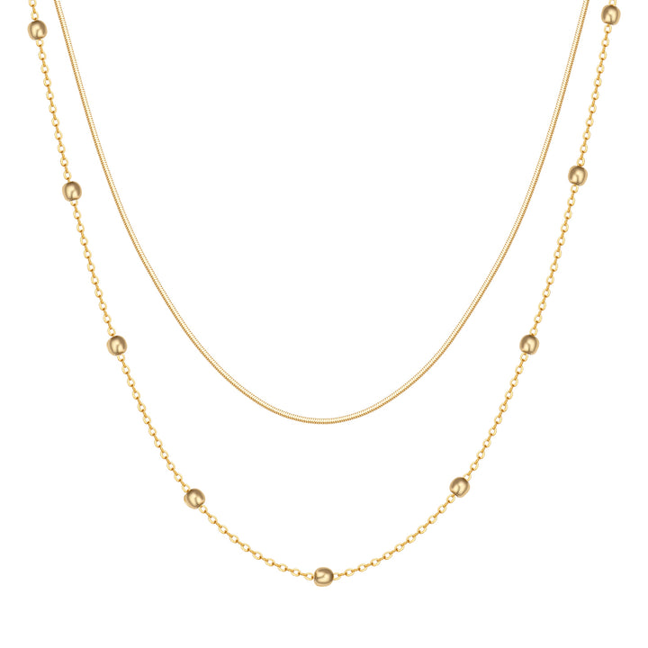 Layered Bobble Chain Necklace Gold