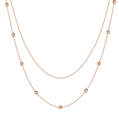Collar de Cadena con Bolitas a Capas en Oro Rosa