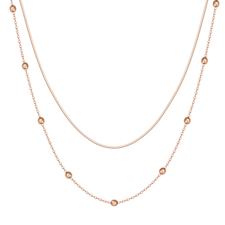 Chaîne Bobble Collier Multi Rangs en Or Rose