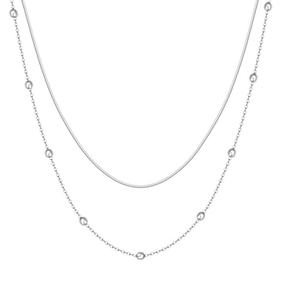 Collar de Cadena con Bolitas a Capas en Plata