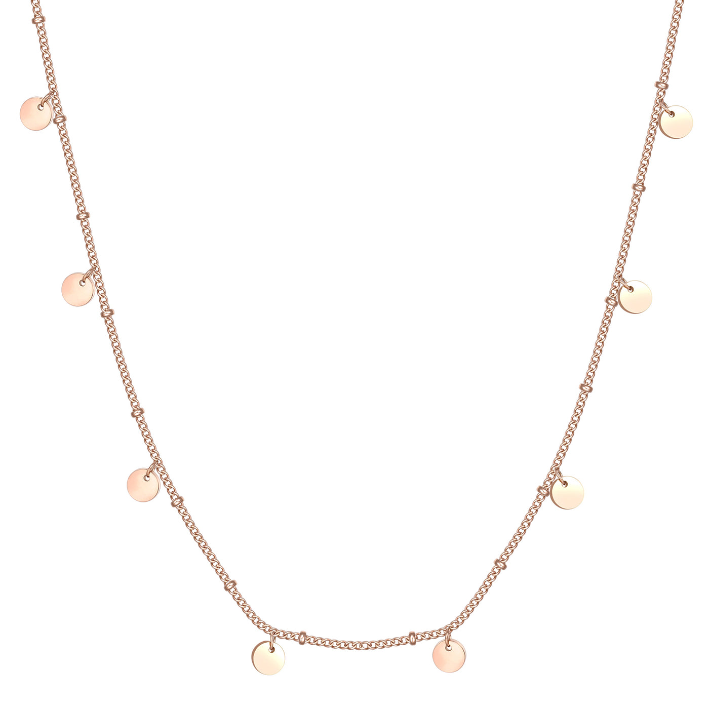 Circles Bobble Chain Necklace Rose Gold