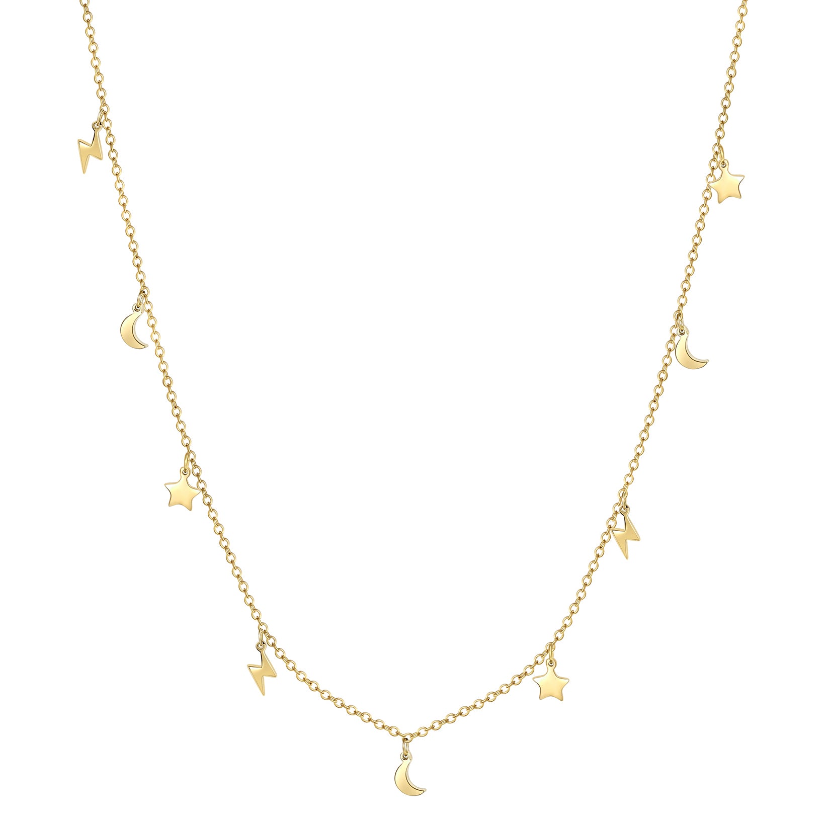 Lightning Star Moon Necklace Gold – Hey Happiness