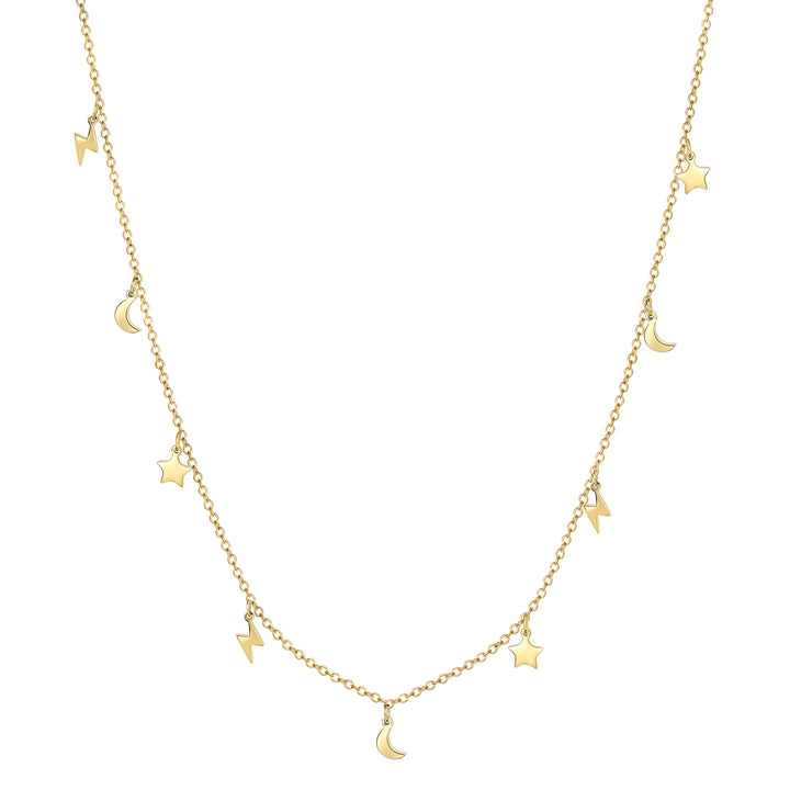 Blitz Stern Mond Kette Gold