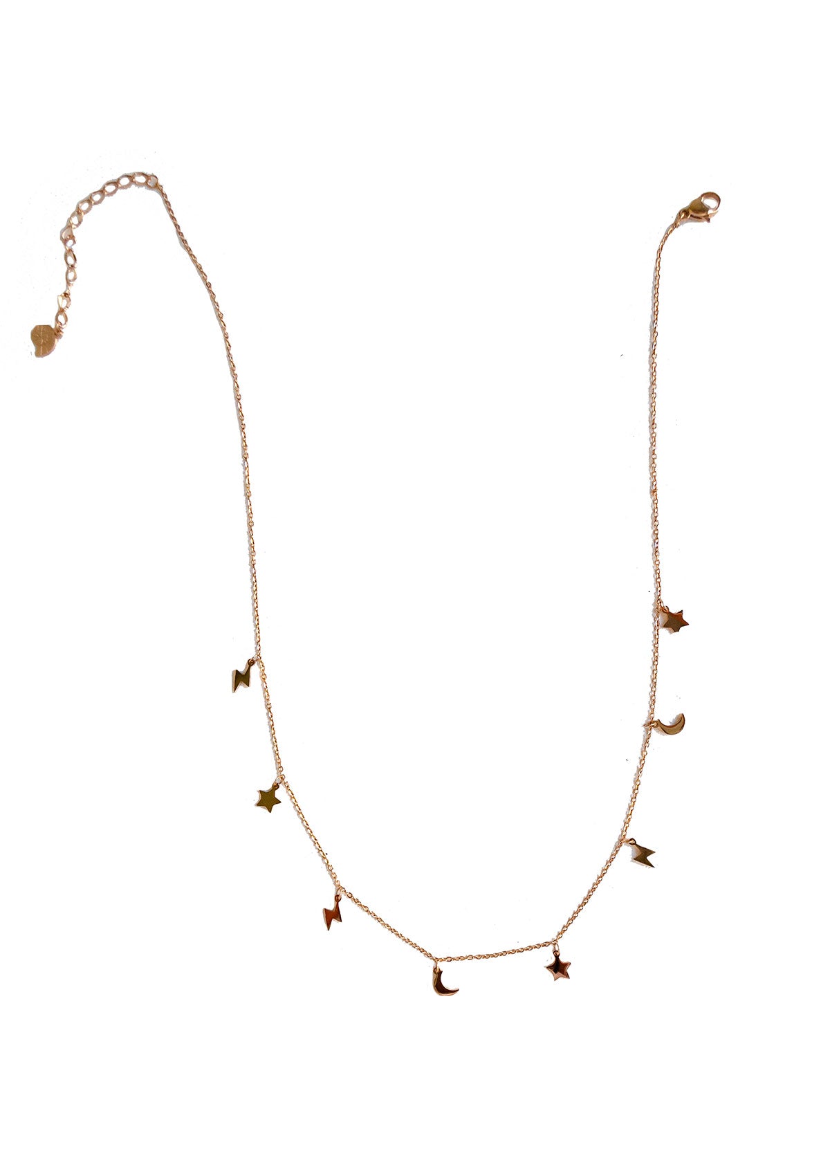 Blitz Stern Mond Kette Rosegold