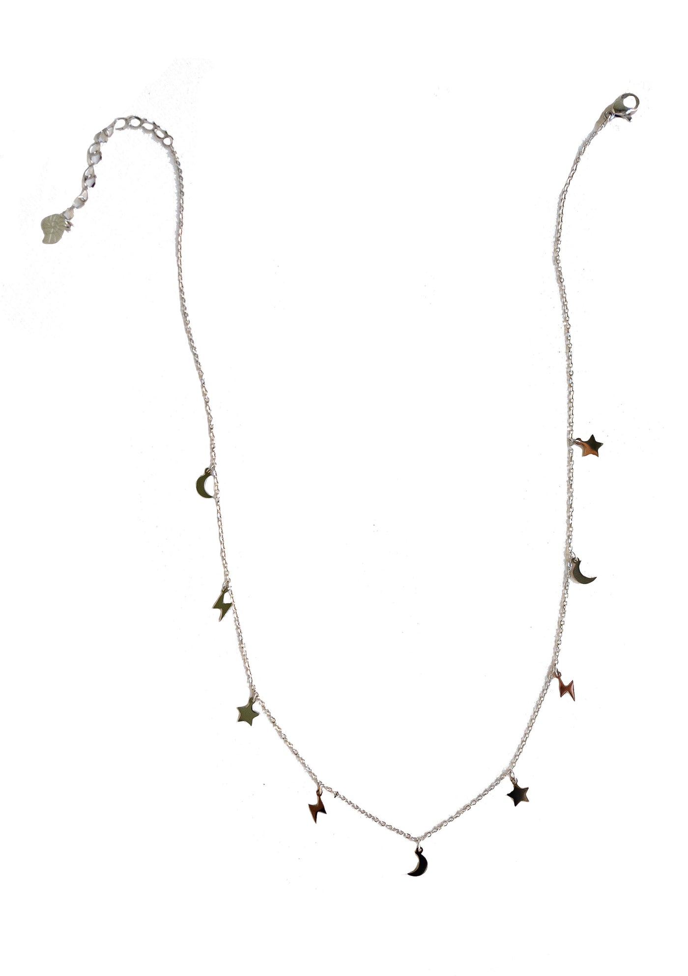 Lightning Star Moon Necklace Silver