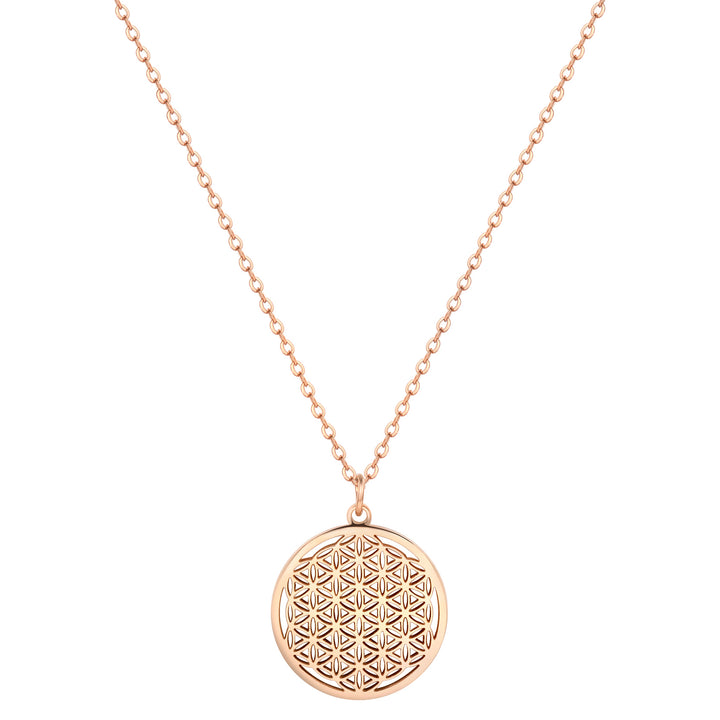 Collar de Colgante Flor de la Vida en Oro Rosa