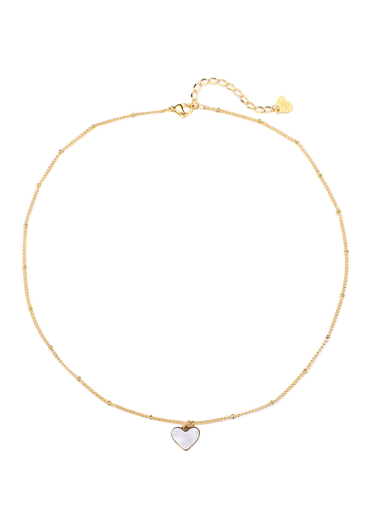 Pendentif Coeur Coquillage Collier Chaîne en Or