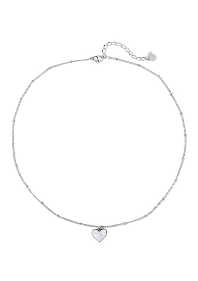 Shell Heart Pendant Chain Necklace Silver