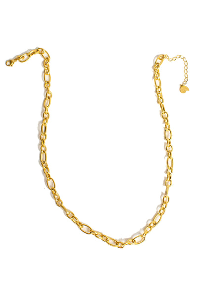 Chunky Oval Figaro Chain Necklace Gold