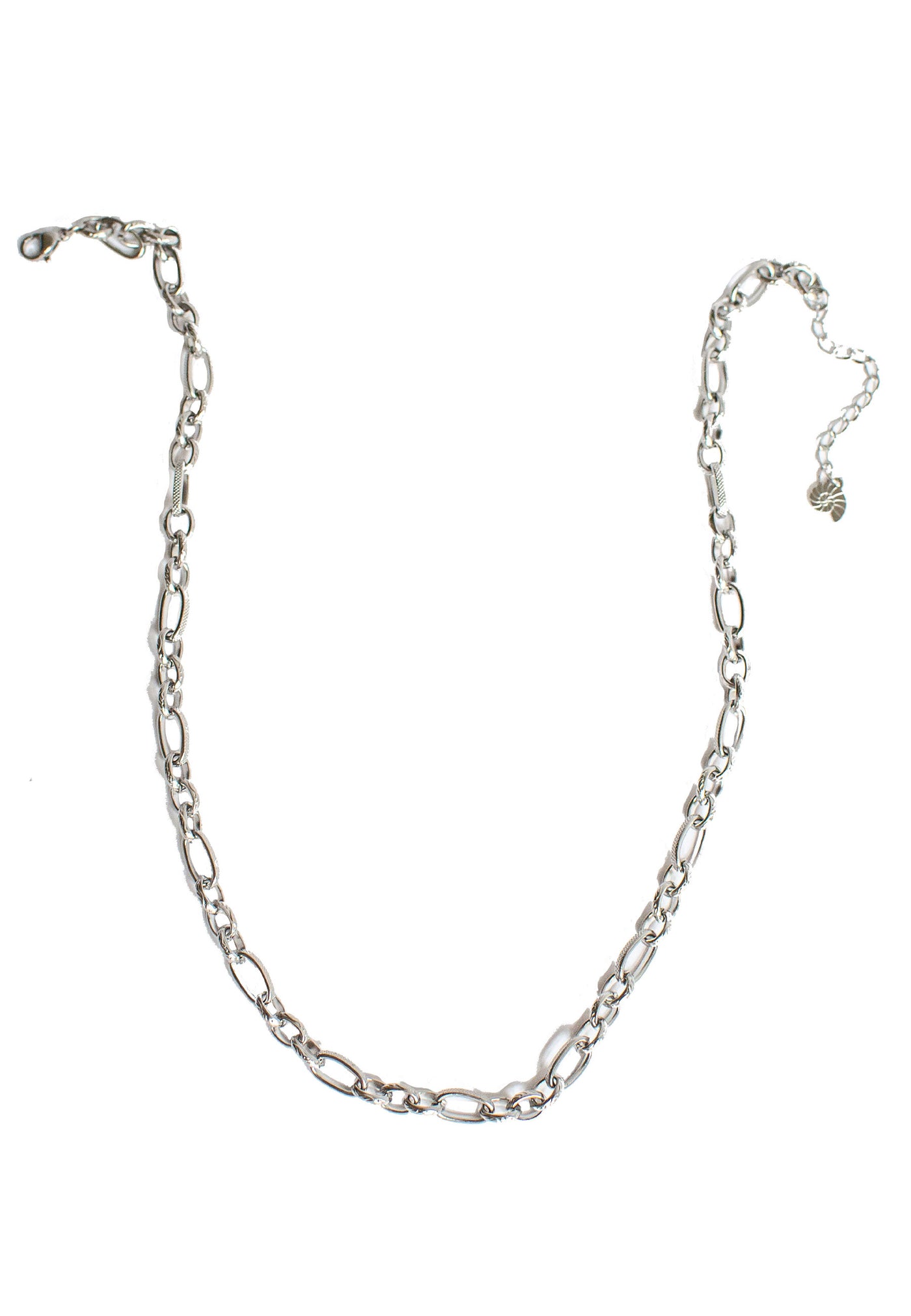 Chunky Oval Figaro Chain Necklace Silver