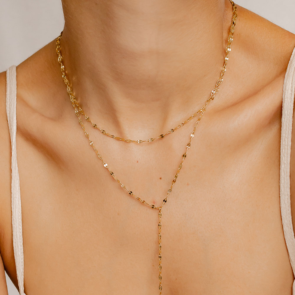 Flattened Chain Link Y Necklace Gold – Hey Happiness