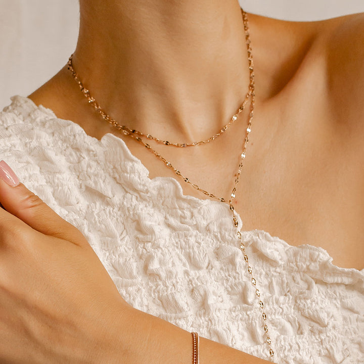 Filigrane Y Kette im Rolokette-Design in Roségold