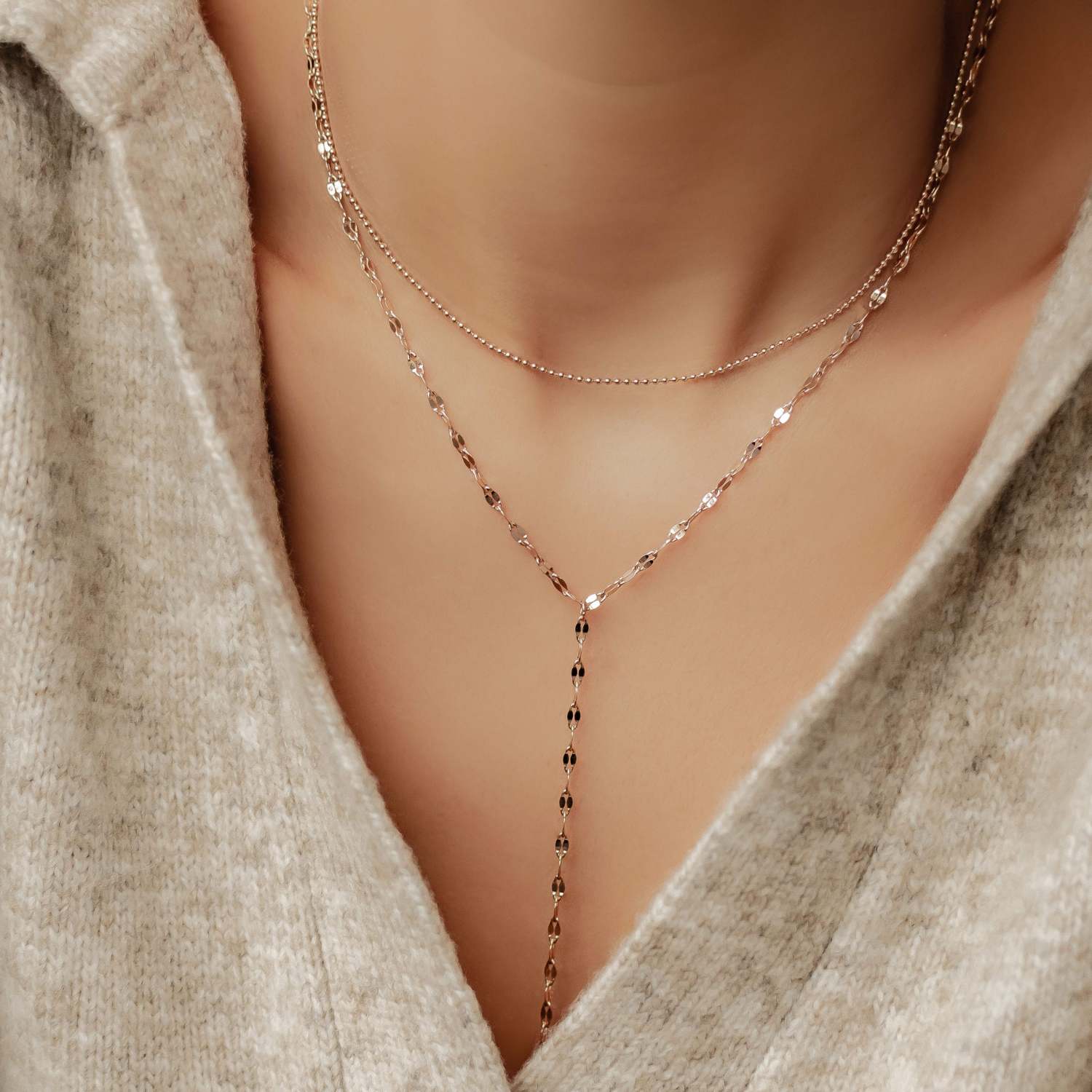 Zweireihige Kugel- und Rolokette Y Form