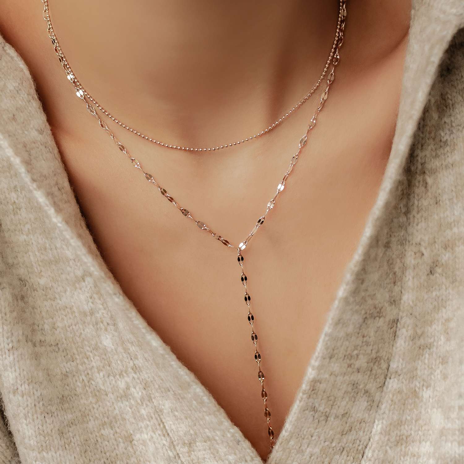 Zweireihige Kugel- und Rolokette Y Form