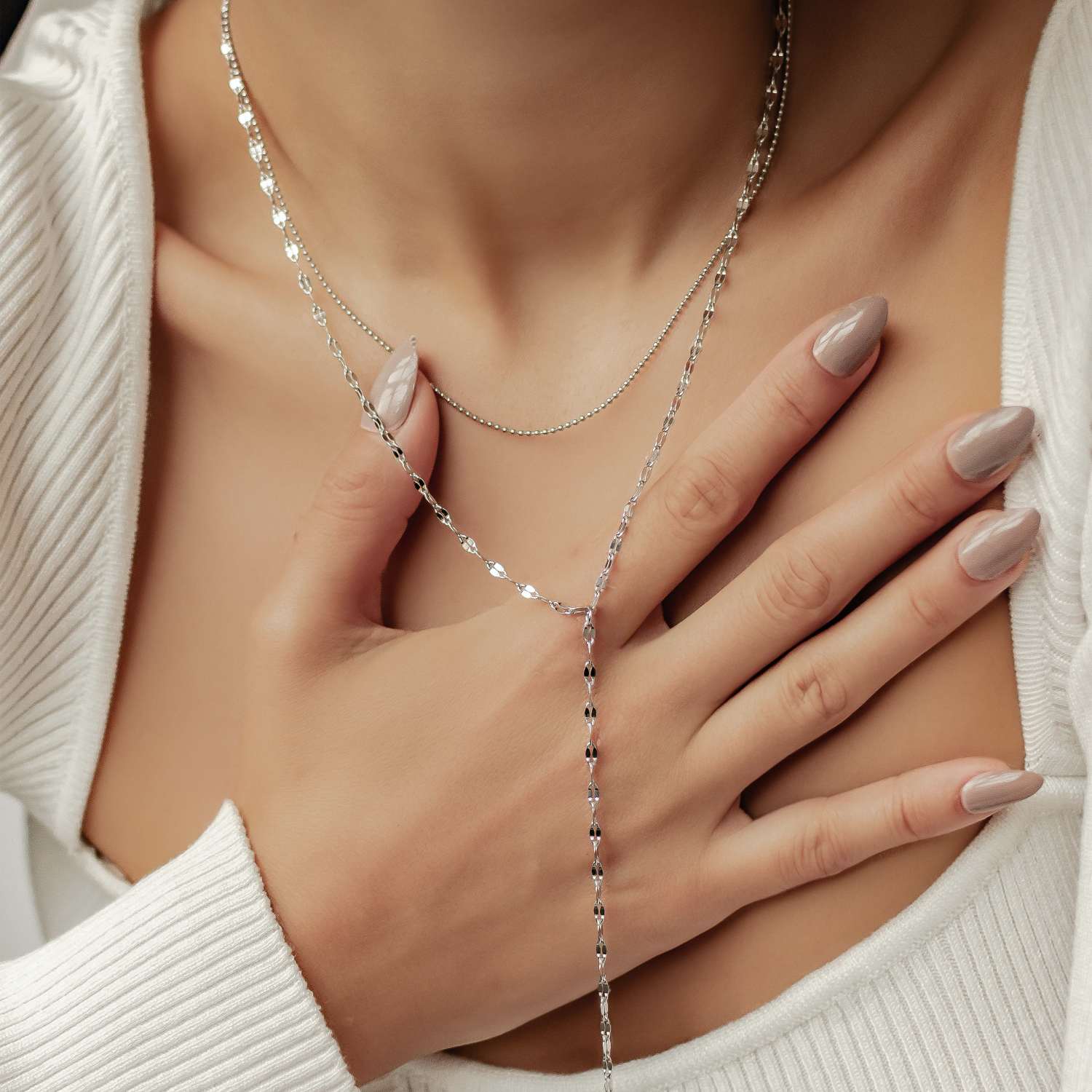 Zweireihige Kugel- und Rolokette Y Form