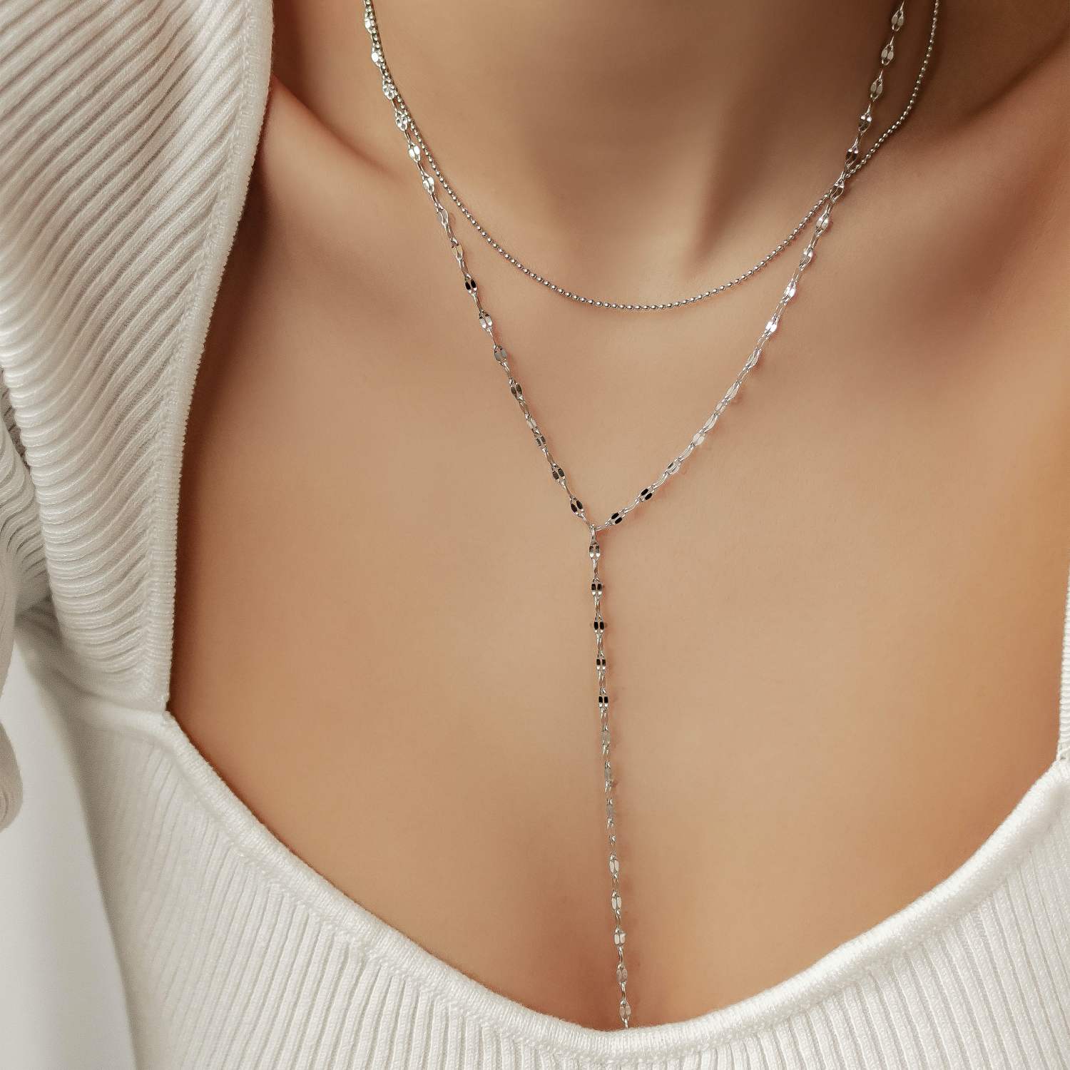 Zweireihige Kugel- und Rolokette Y Form