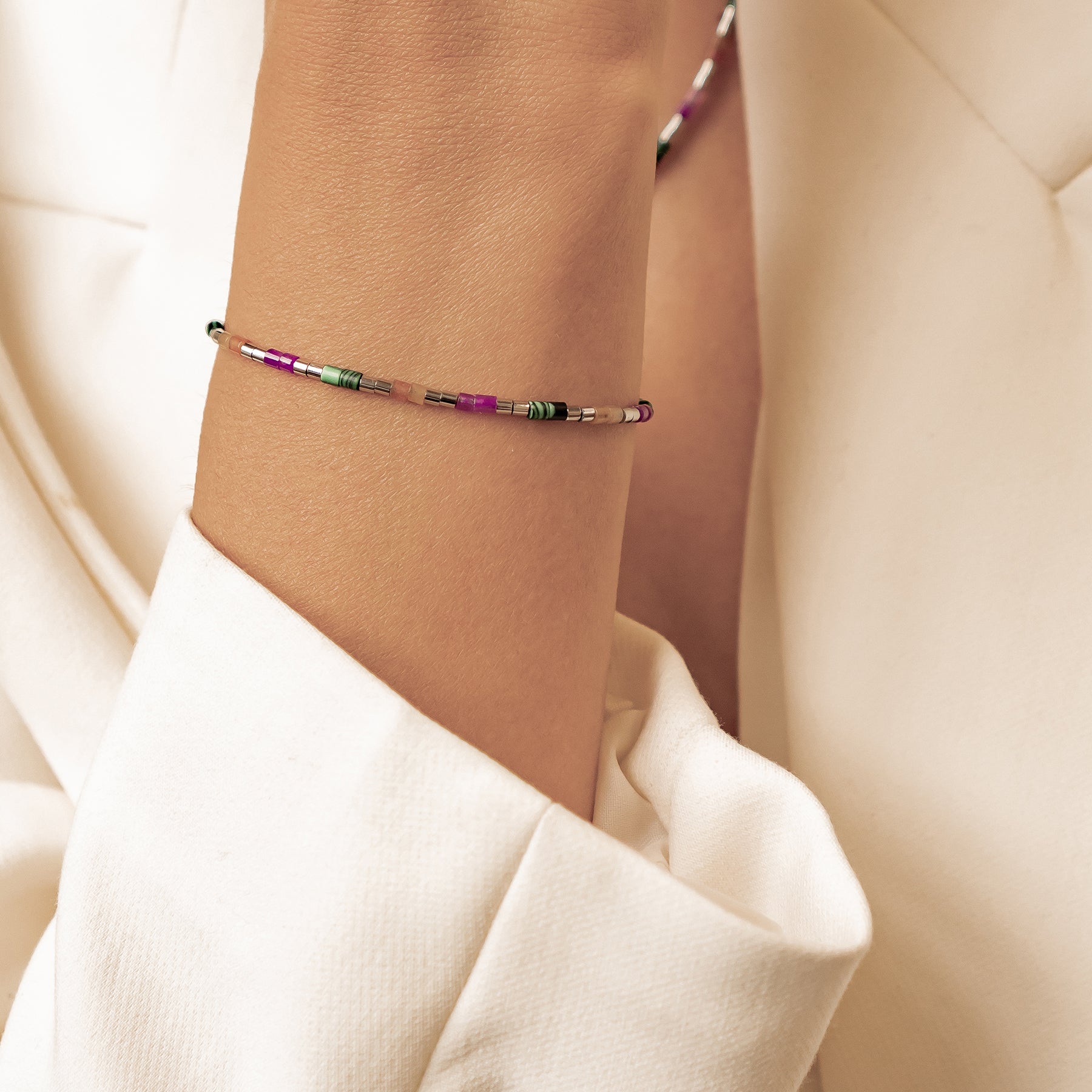 Bracelet Perles Tube Candy Color Résistant à l’Eau