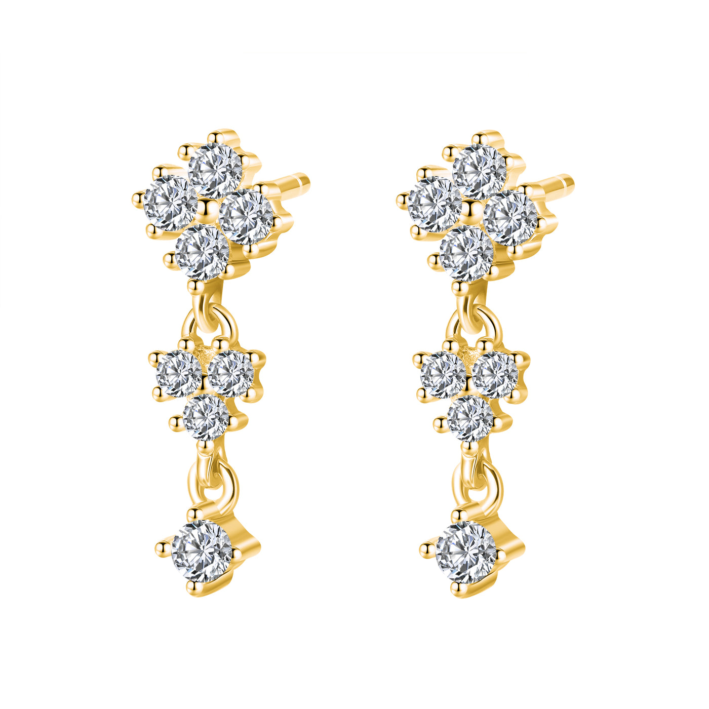 Pendientes Colgantes Florales en Cascada Plata de Ley 925