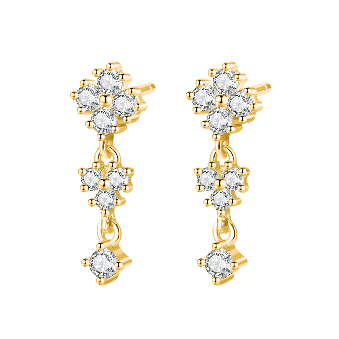Cascading Blossom Drop Earrings Sterling Silver
