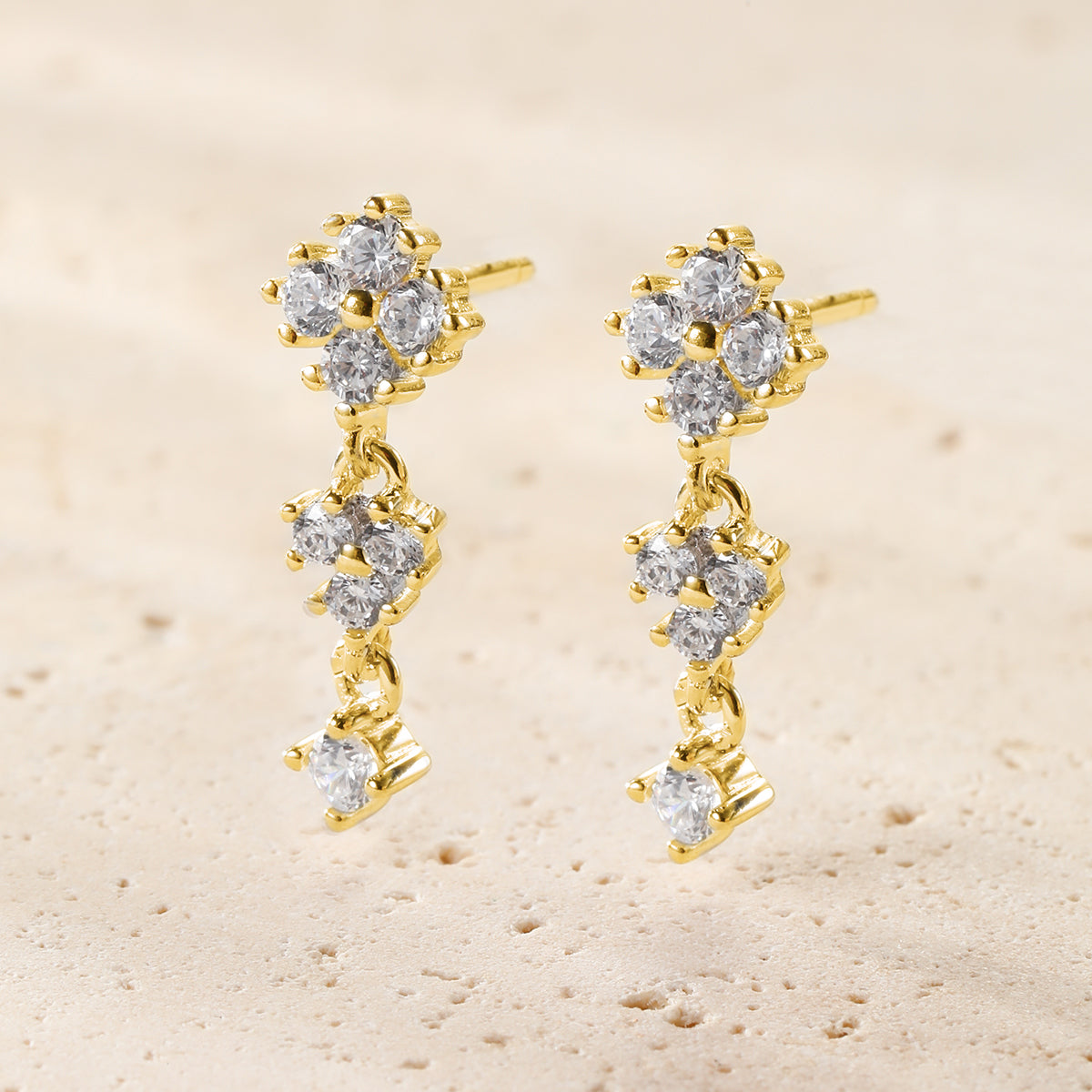 Pendientes Colgantes Florales en Cascada Plata de Ley 925