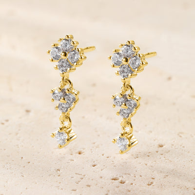 Pendientes Colgantes Florales en Cascada Plata de Ley 925