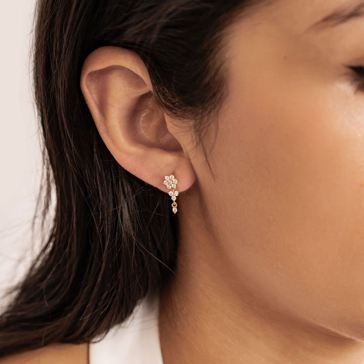 Pendientes Colgantes Florales en Cascada Plata de Ley 925