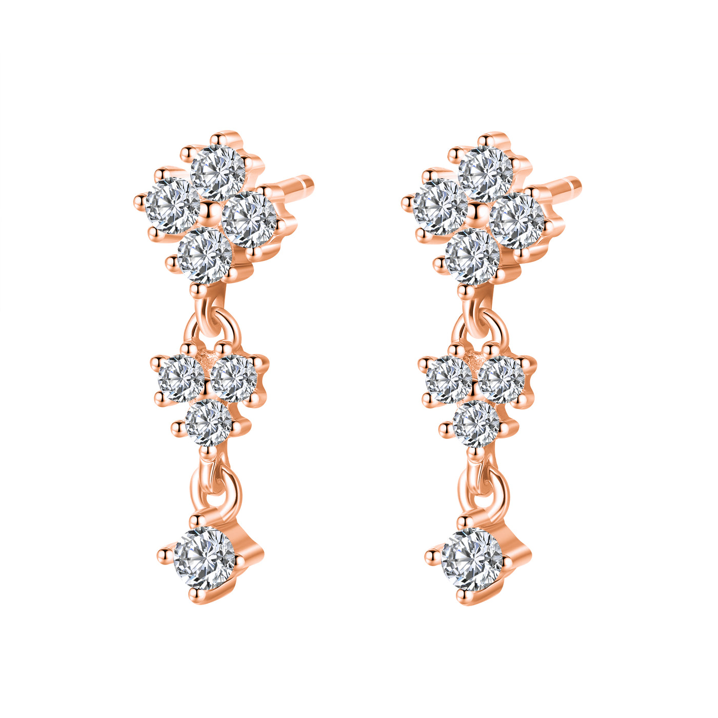 Pendientes Colgantes Florales en Cascada Plata de Ley 925