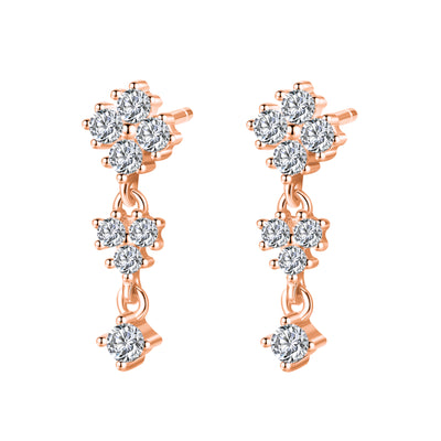 Pendientes Colgantes Florales en Cascada Plata de Ley 925