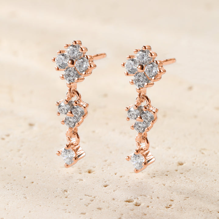 Pendientes Colgantes Florales en Cascada Plata de Ley 925