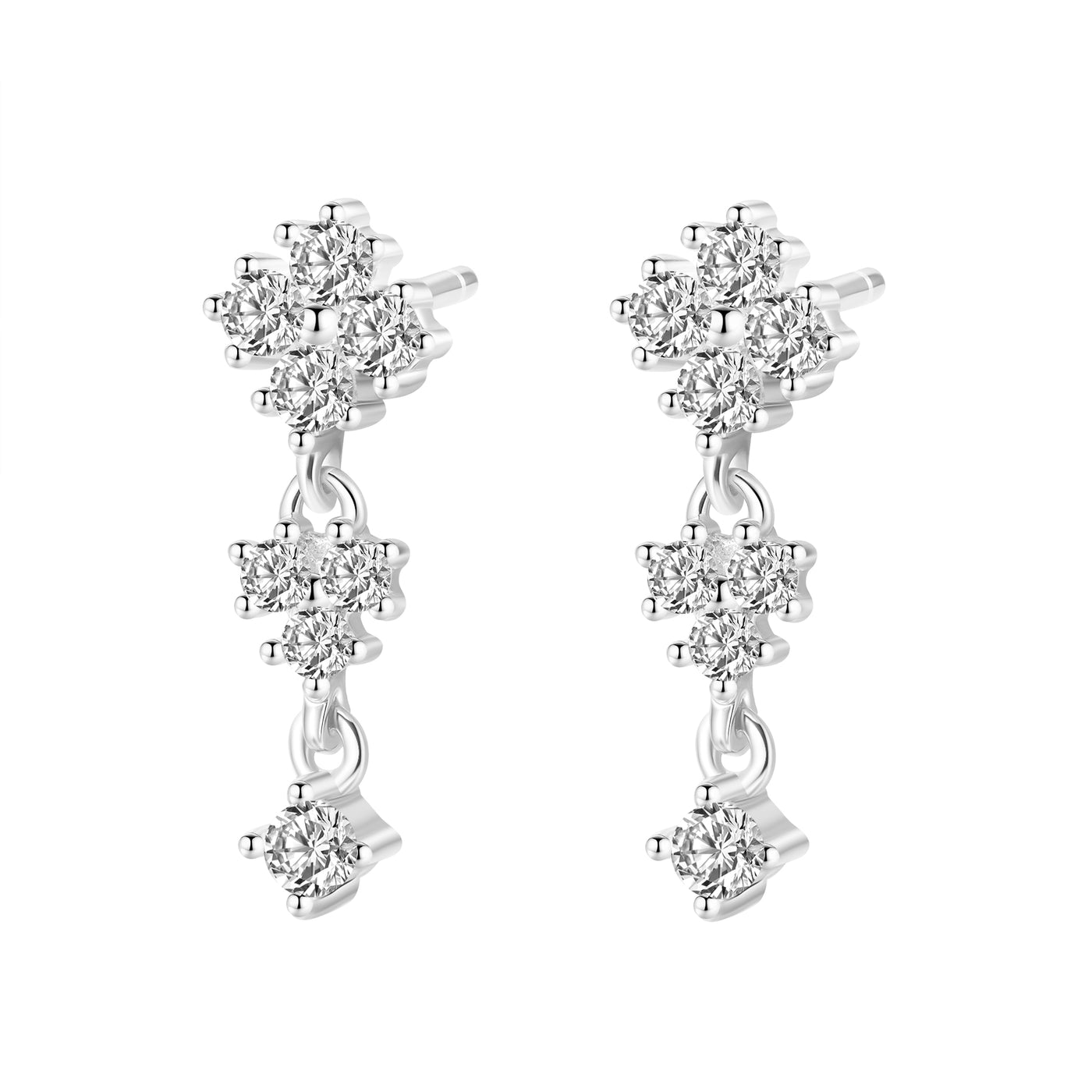 Pendientes Colgantes Florales en Cascada Plata de Ley 925
