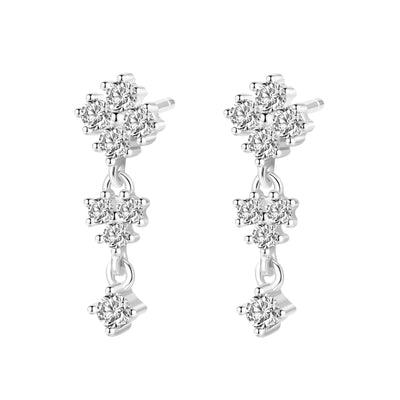 Pendientes Colgantes Florales en Cascada Plata de Ley 925