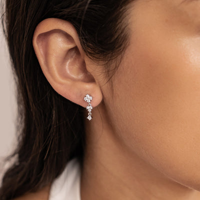 Pendientes Colgantes Florales en Cascada Plata de Ley 925