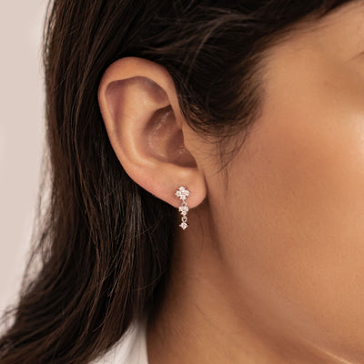Pendientes Colgantes Florales en Cascada Plata de Ley 925