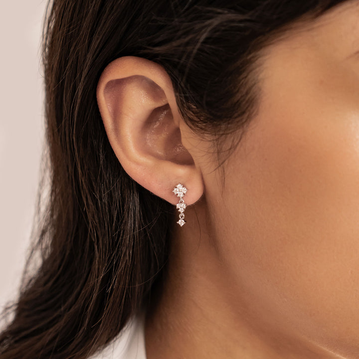 Pendientes Colgantes Florales en Cascada Plata de Ley 925