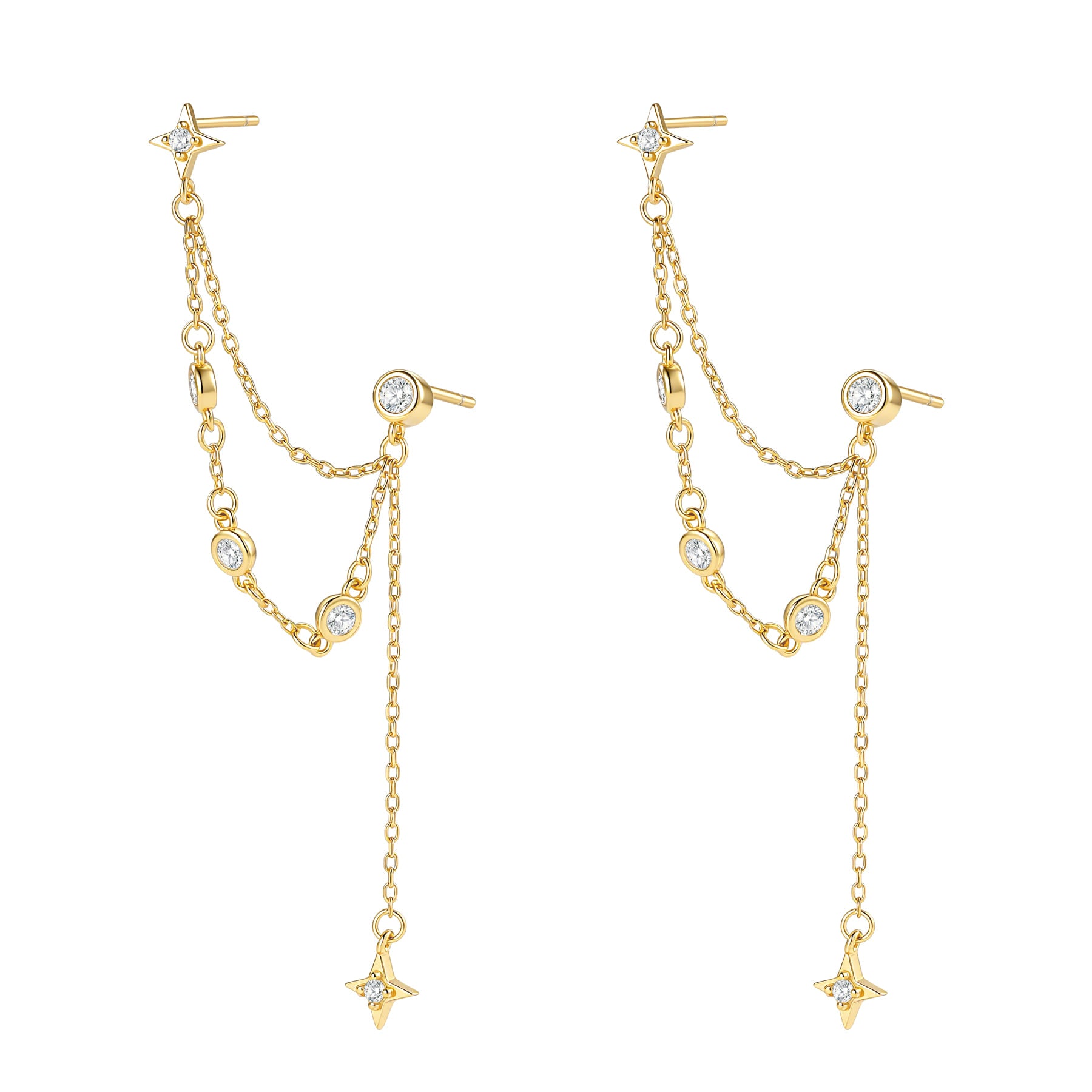 Pendientes Colgantes Estrella Celestial Plata de Ley 925