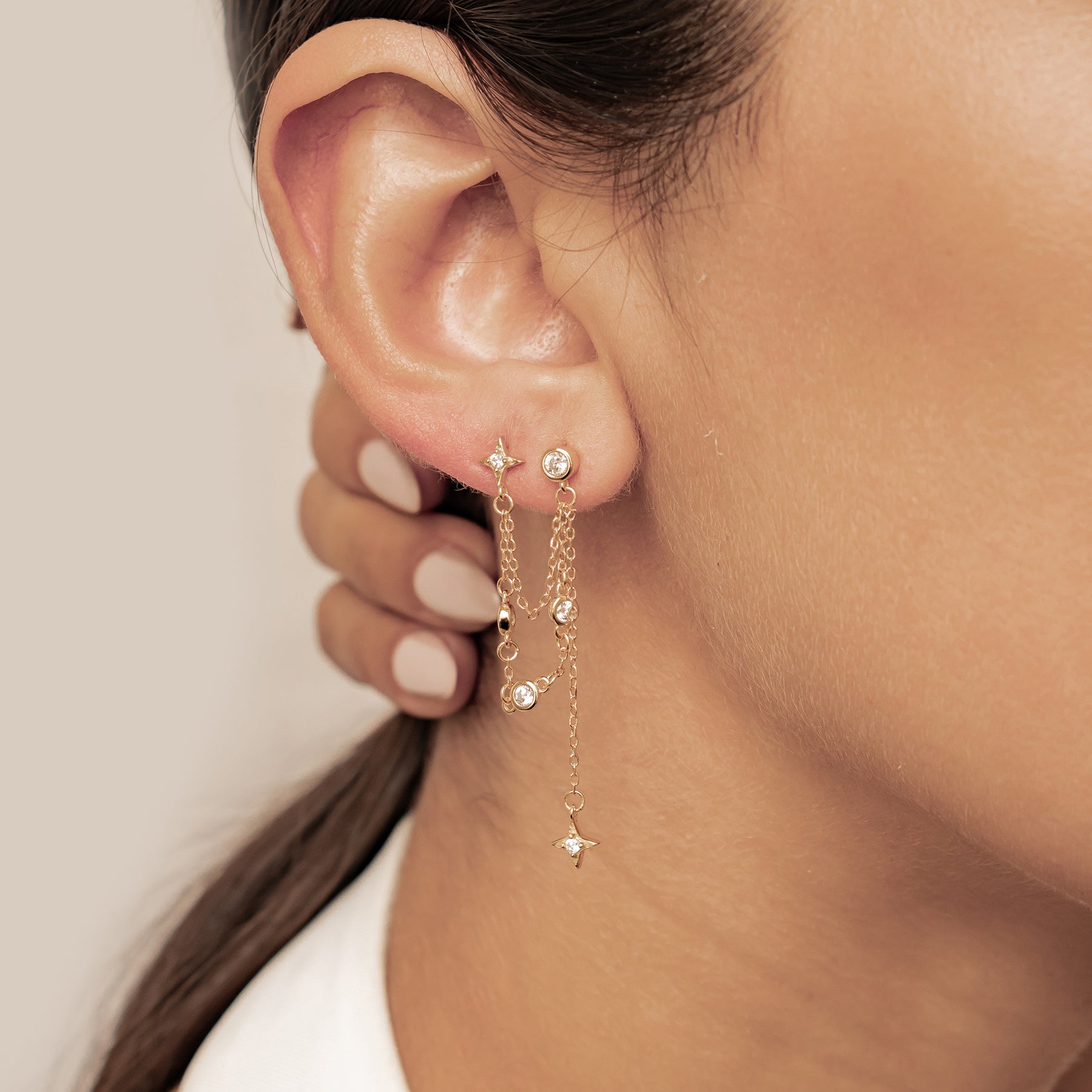 Pendientes Colgantes Estrella Celestial Plata de Ley 925