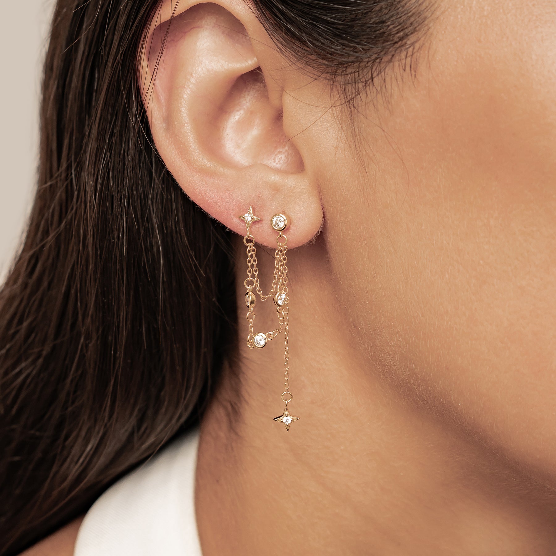 Pendientes Colgantes Estrella Celestial Plata de Ley 925