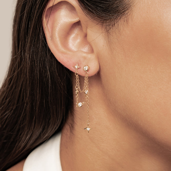Celestial Star Dangle Earrings Sterling Silver