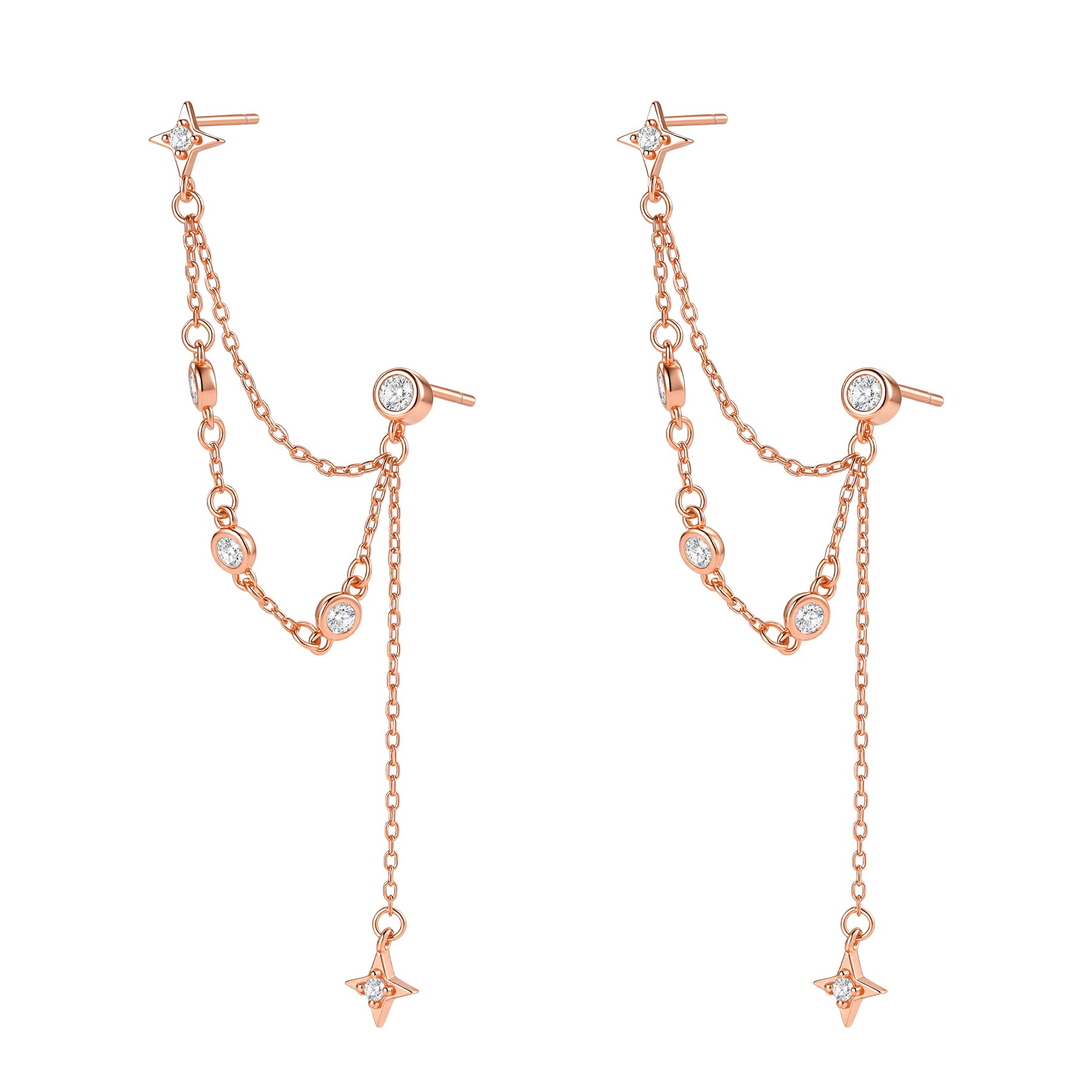 Pendientes Colgantes Estrella Celestial Plata de Ley 925