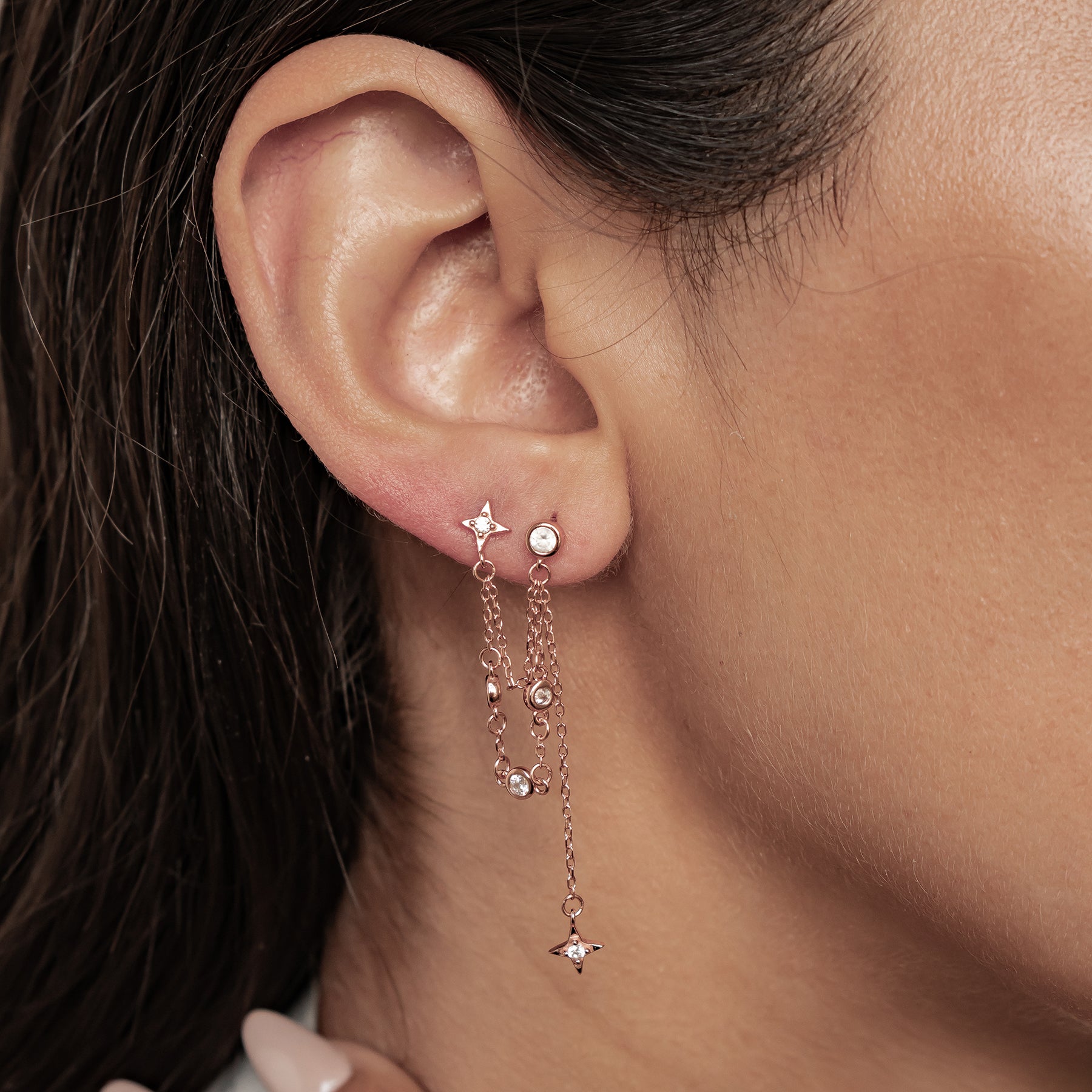 Pendientes Colgantes Estrella Celestial Plata de Ley 925