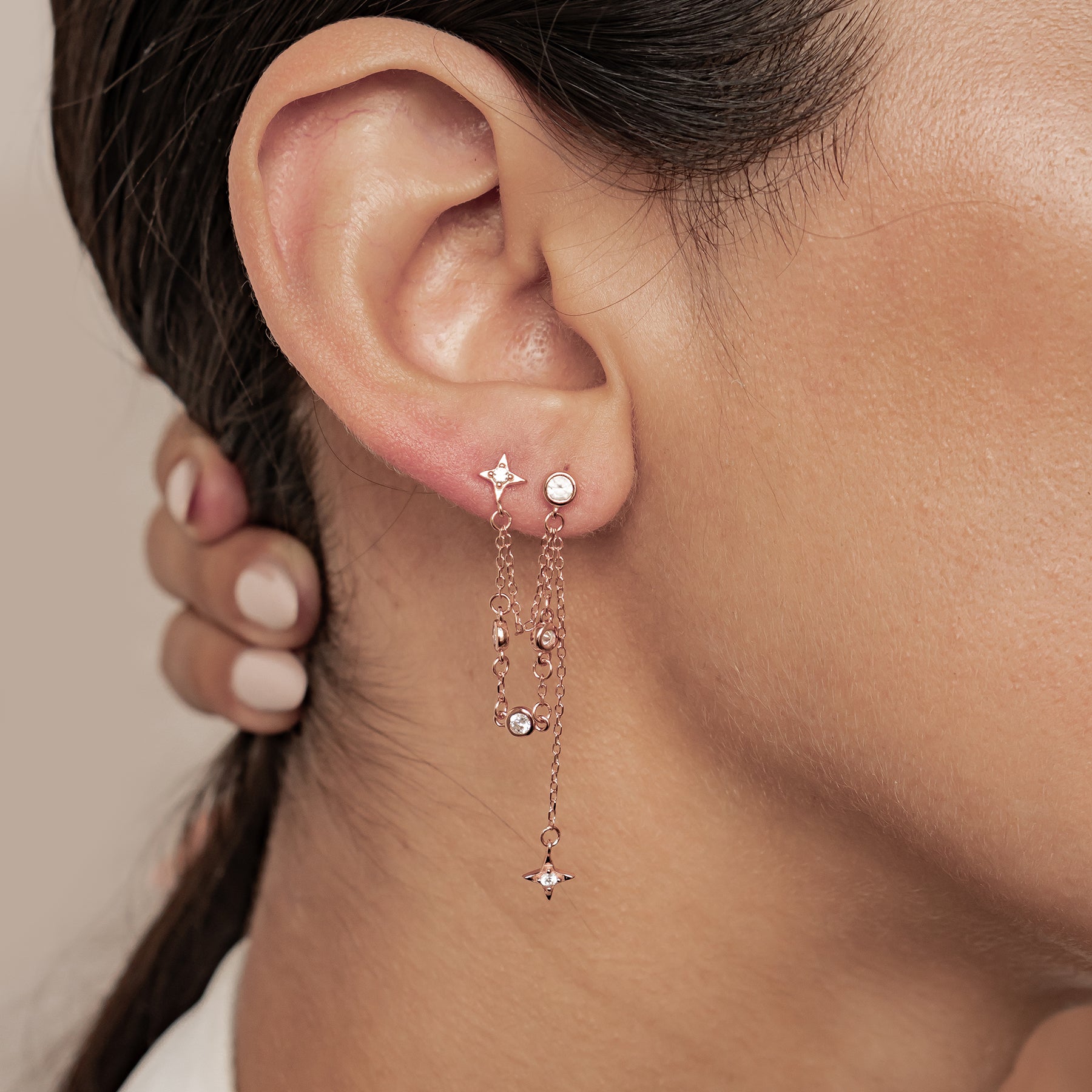 Pendientes Colgantes Estrella Celestial Plata de Ley 925