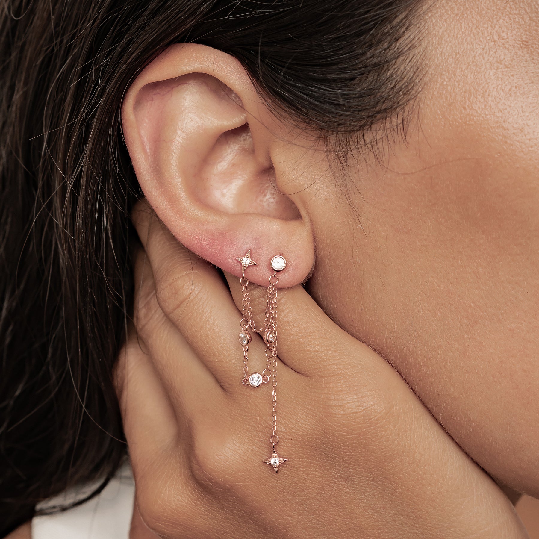 Pendientes Colgantes Estrella Celestial Plata de Ley 925
