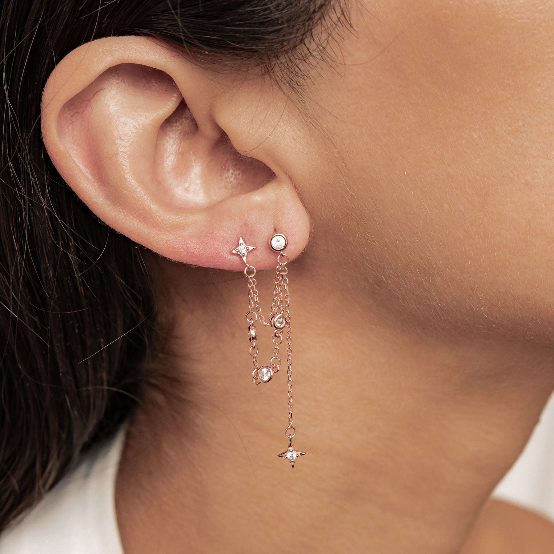 Pendientes Colgantes Estrella Celestial Plata de Ley 925