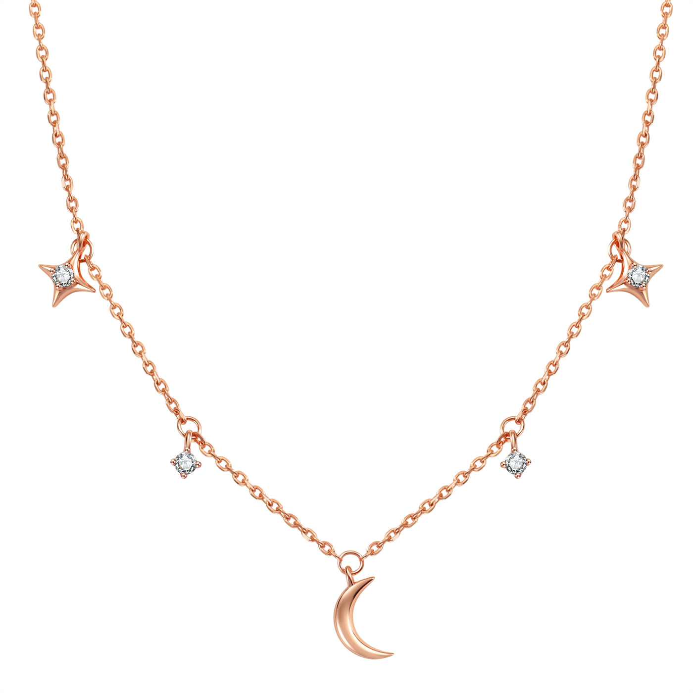Collier Charms Lune Étoile & Ciel Sterling Argent