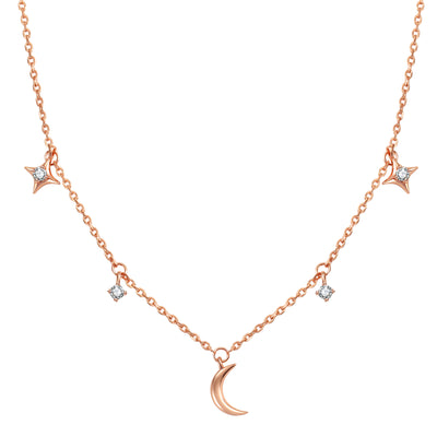 Collier Charms Lune Étoile & Ciel Sterling Argent