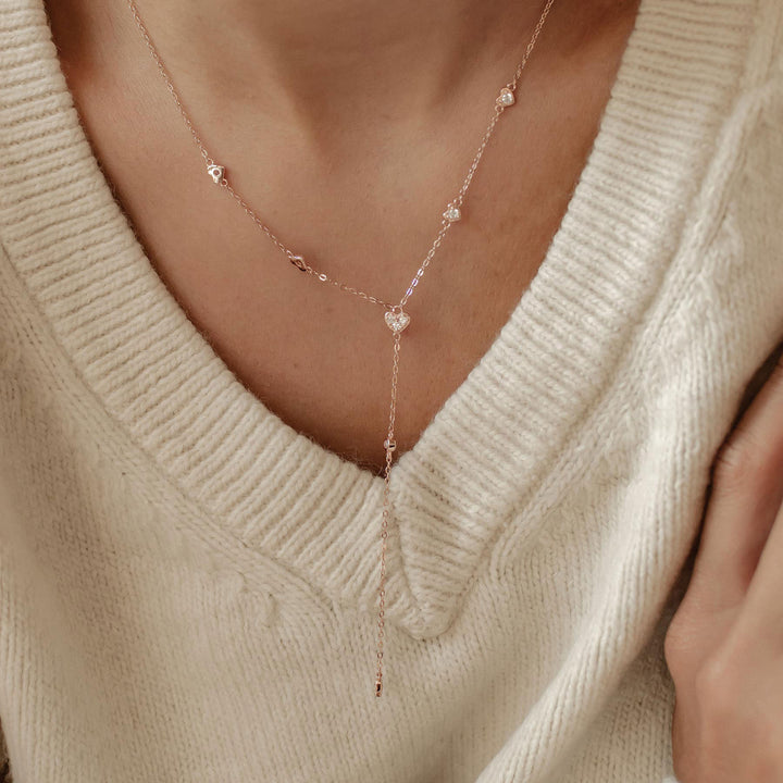 Cherish Y Chain Necklace Sterling Silver Gold