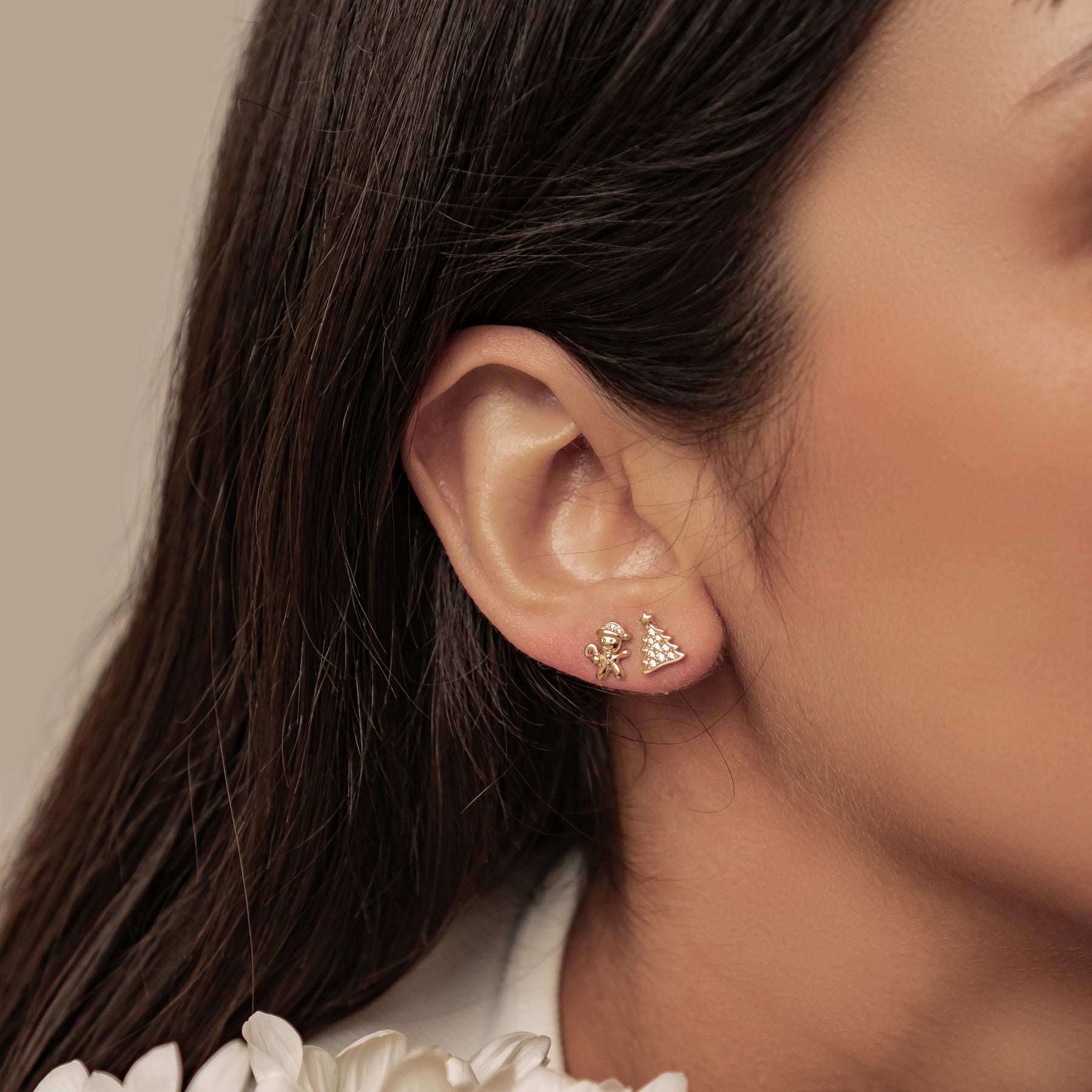 Boucles d’oreilles Christmas Tree & Gingerbread Argent Sterling