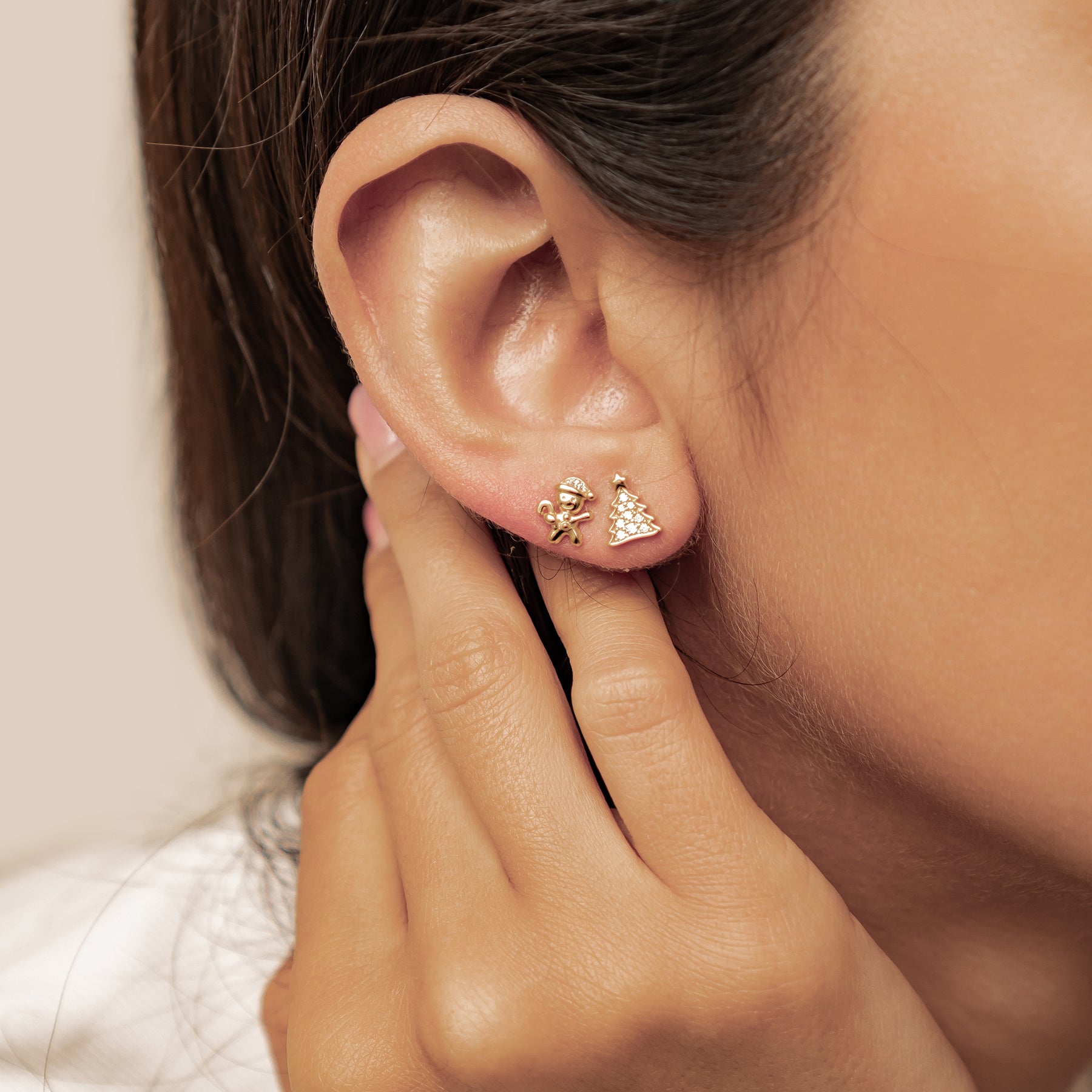 Boucles d’oreilles Christmas Tree & Gingerbread Argent Sterling