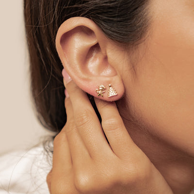 Weihnachtsbaum und Lebkuchen Ohrstecker Sterling Silber