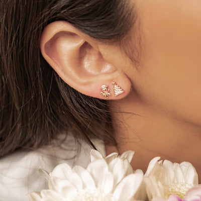 Weihnachtsbaum und Lebkuchen Ohrstecker Sterling Silber